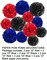 12pcs Red Blue and Black Paper Pom Poms Decorations for Spiderman Birthday Party Decorations - 3 Colors of 12 Inch, 10 Inch